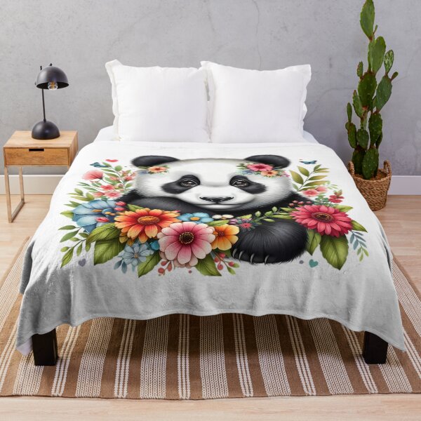 Artikelvorschau, Ein niedlicher Panda mit schönen bunten Blumen entworfen und verkauft von CreativeSparkzz.