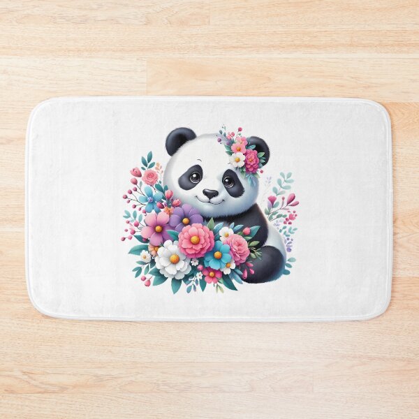 Item preview, A cute panda with beautiful colorful flowers designed and sold by CreativeSparkzz.