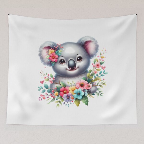 Item preview, A cute koala with beautiful colorful flowers designed and sold by CreativeSparkzz.