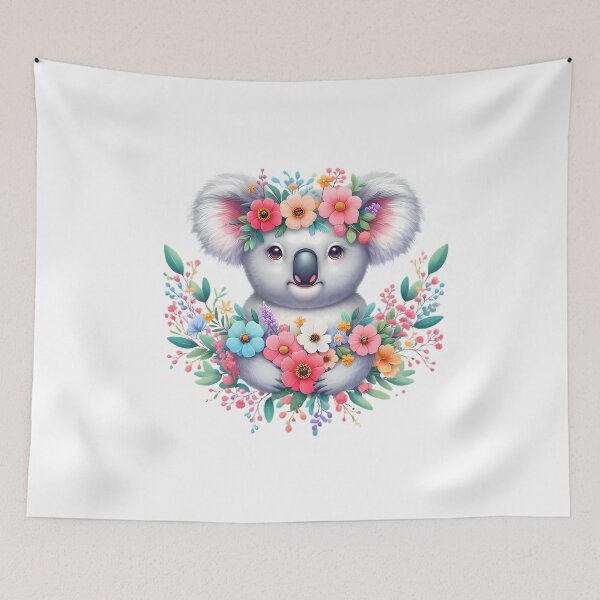 Item preview, A cute koala with beautiful colorful flowers designed and sold by CreativeSparkzz.