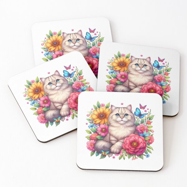 Item preview, A cute cat with beautiful colorful flowers designed and sold by CreativeSparkzz.