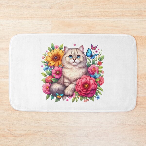 Item preview, A cute cat with beautiful colorful flowers designed and sold by CreativeSparkzz.
