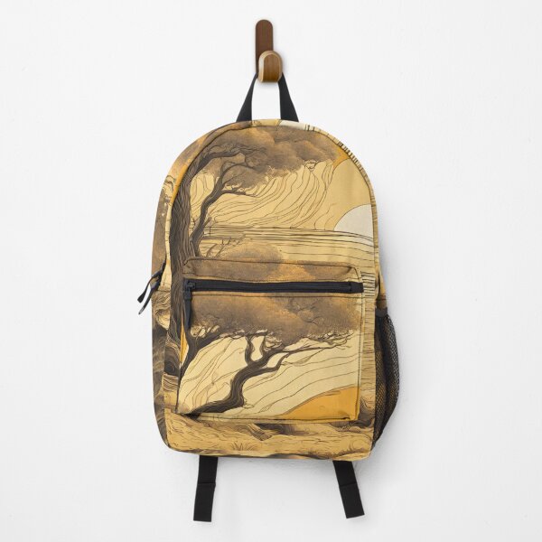 Item preview, Psychedelic seaside landscape, lunar atmosphere trees, orange yellow cream designed and sold by janjacbu.
