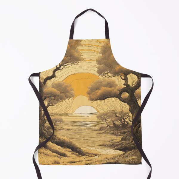 Aperçu de l'œuvre Paysage bord de mer psychedelique, arbres ambiance lunaire, orange jaune creme créée et vendue par janjacbu.