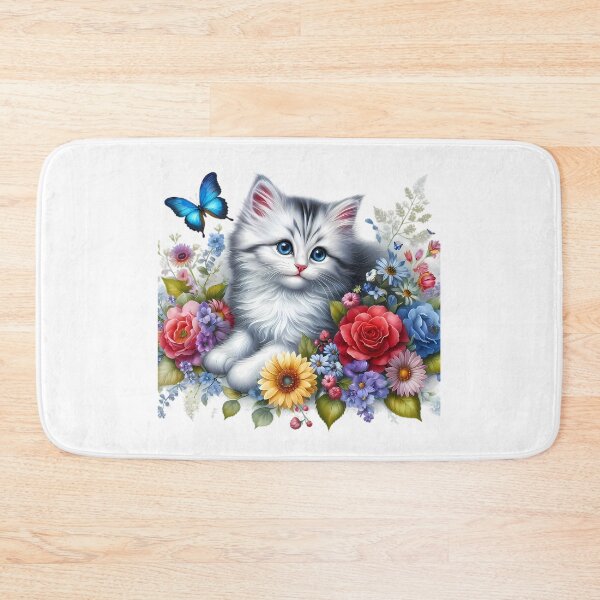 Item preview, A cute cat with beautiful colorful flowers designed and sold by CreativeSparkzz.