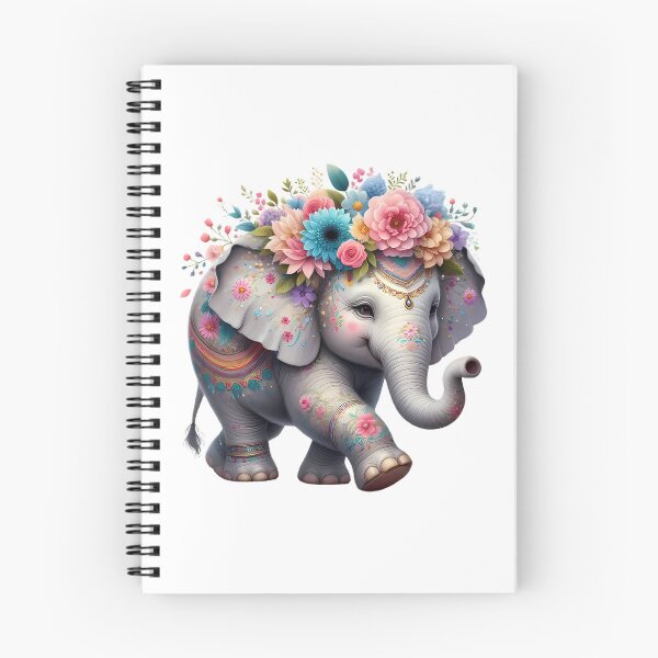 Item preview, Un lindo elefante con hermosas flores de colores. designed and sold by CreativeSparkzz.