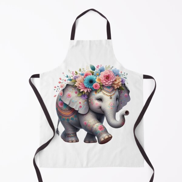 Item preview, A cute elephant with beautiful colorful flowers designed and sold by CreativeSparkzz.