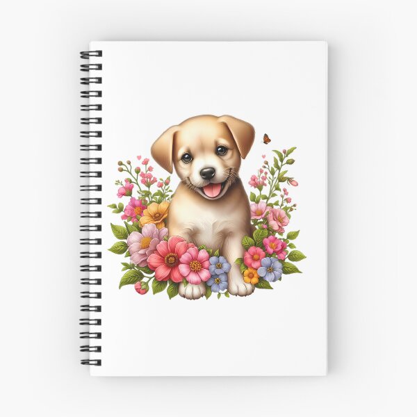 Item preview, A cute dog with beautiful colorful flowers designed and sold by CreativeSparkzz.