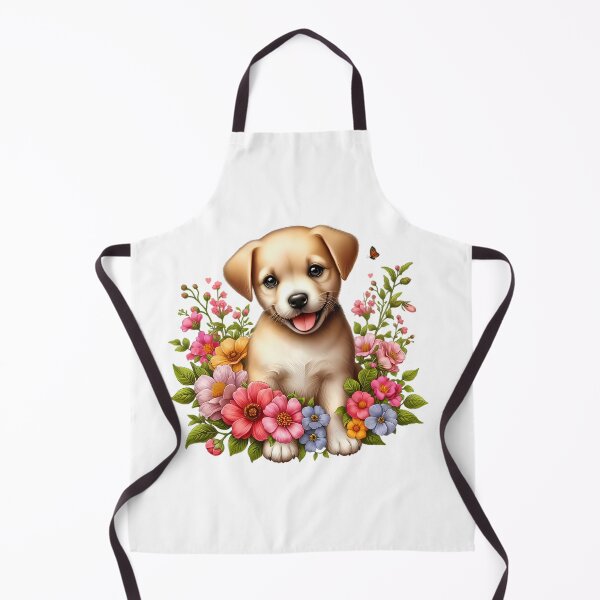 Item preview, A cute dog with beautiful colorful flowers designed and sold by CreativeSparkzz.