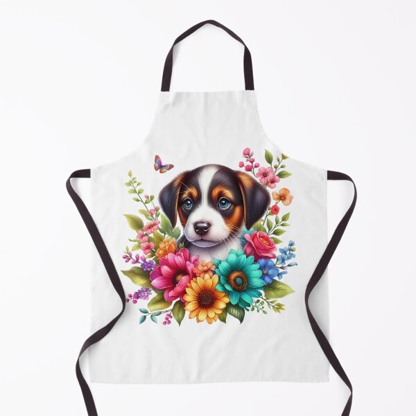 Artikelvorschau, Ein niedlicher Hund mit schönen bunten Blumen entworfen und verkauft von CreativeSparkzz.