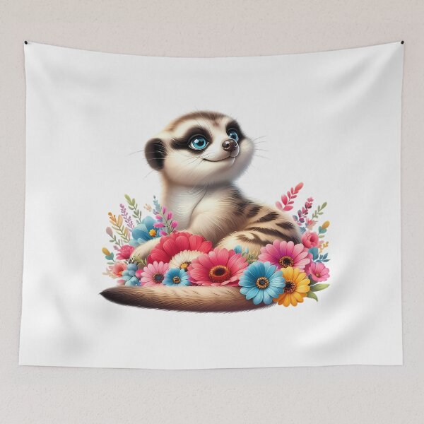 Item preview, A cute meerkat with beautiful colorful flowers designed and sold by CreativeSparkzz.