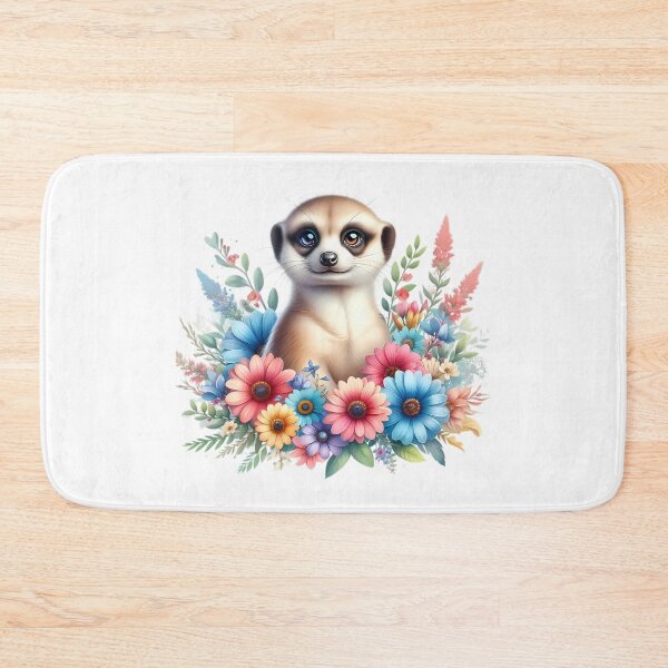 Item preview, A cute meerkat with beautiful colorful flowers designed and sold by CreativeSparkzz.