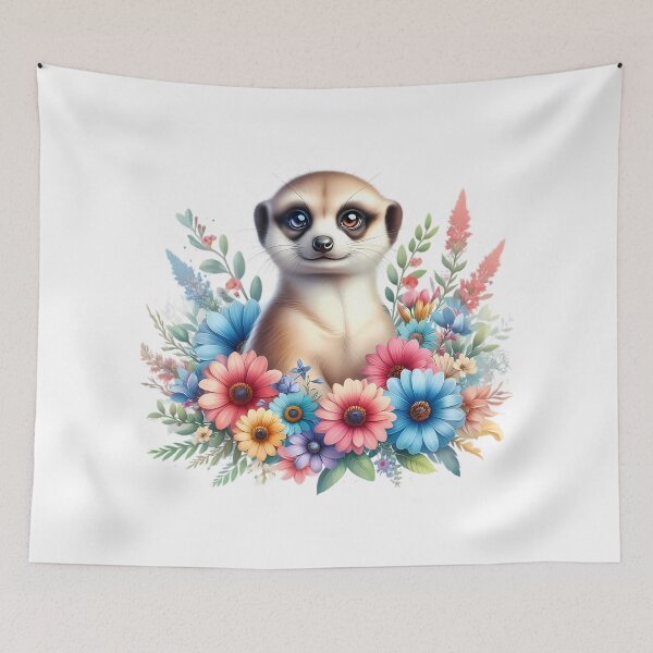 Item preview, A cute meerkat with beautiful colorful flowers designed and sold by CreativeSparkzz.