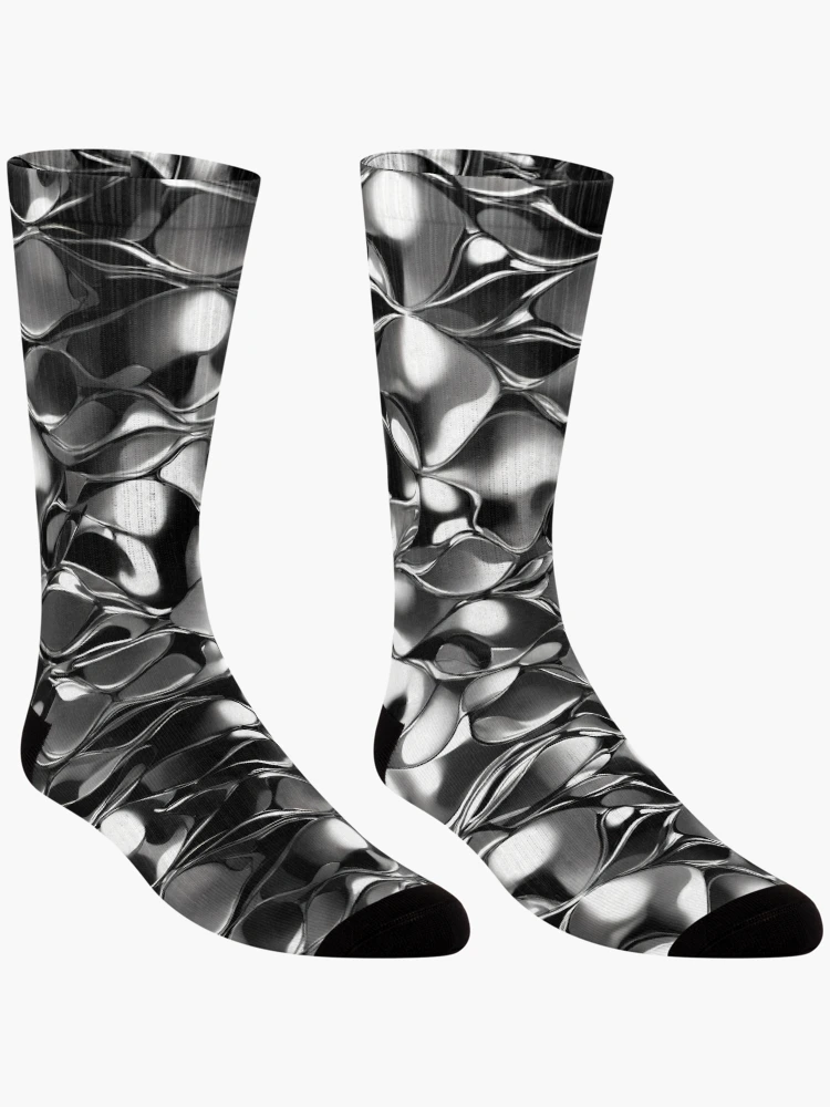 Thumbnail 3 of 5, Socks, Metallic Pattern: Silver Pattern designed and sold by CreativeSparkzz.