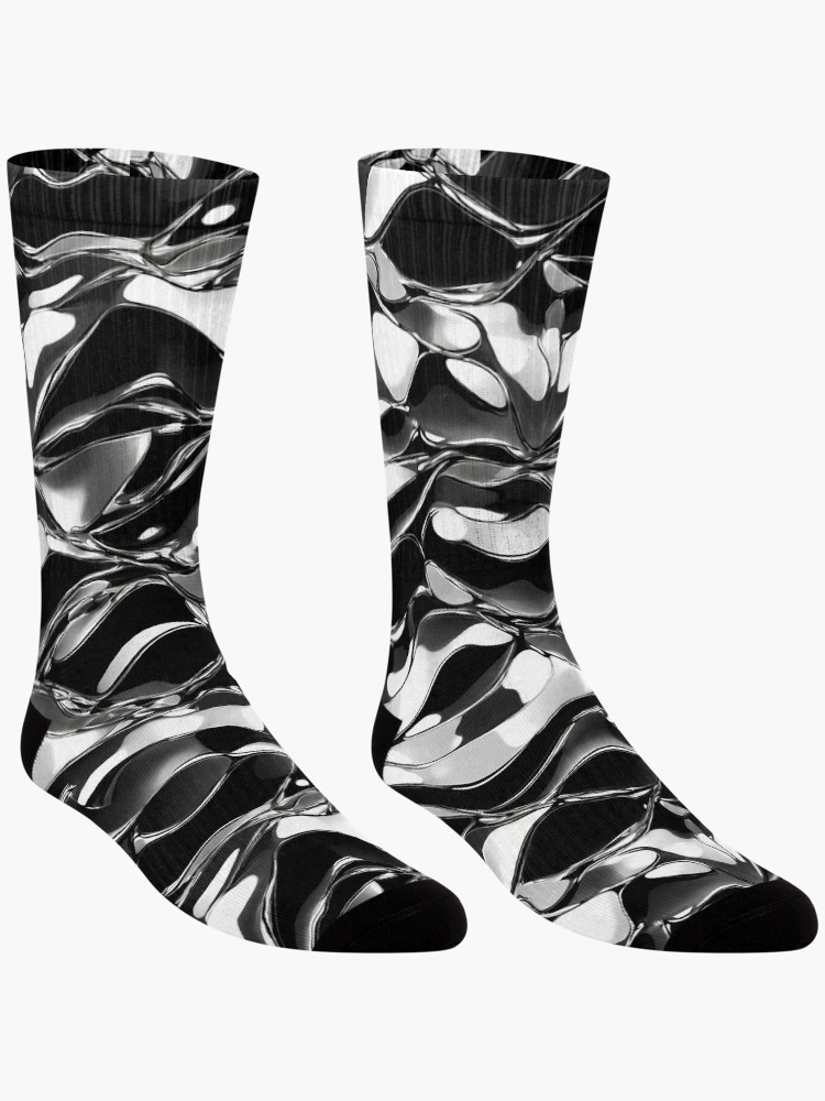 Thumbnail 3 of 5, Socks, Metallic Pattern: Silver Pattern designed and sold by CreativeSparkzz.