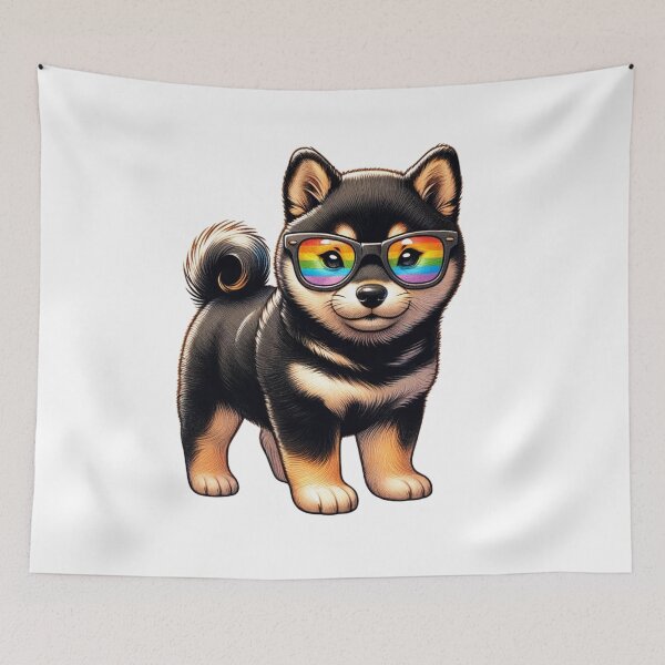 Item preview, Black and Tan Shiba Inu Wearing Sunglasses  designed and sold by CharmStudio.
