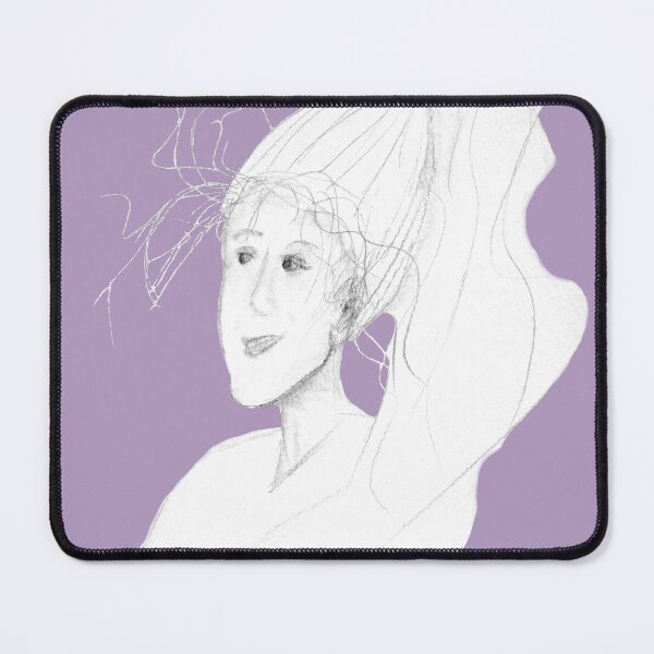 Item preview, sketch of a woman with windswept hair and long ponytail on lavendar designed and sold by Dawna Morton.