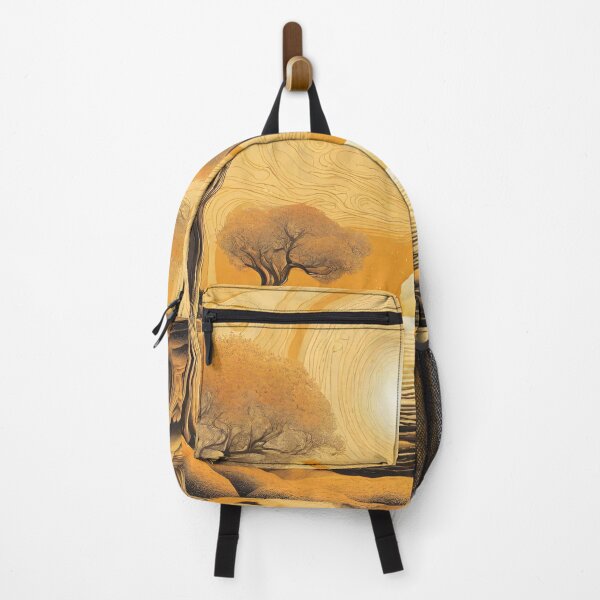 Item preview, Psychedelic seaside landscape, trees, lunar atmosphere, creamy orange yellow colors designed and sold by janjacbu.
