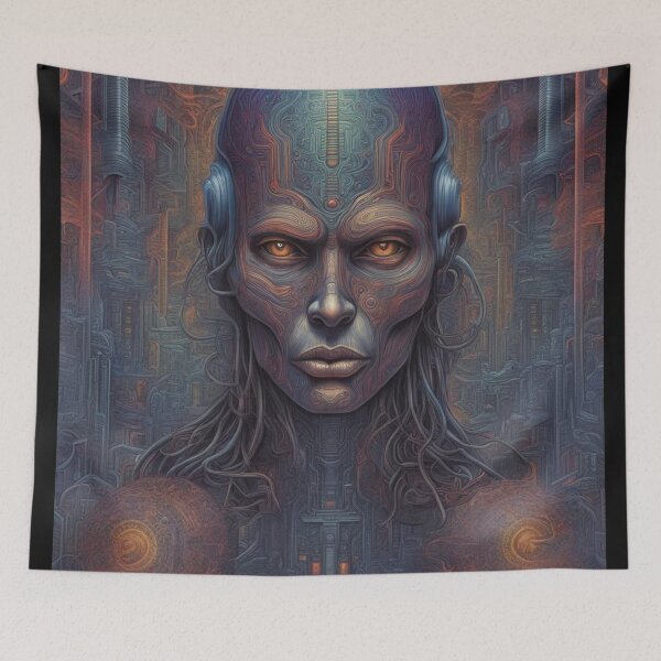 Item preview, Psychonaut Warrior, Psychedelic Abstract Portrait, Digital Art designed and sold by Burn-Ego.