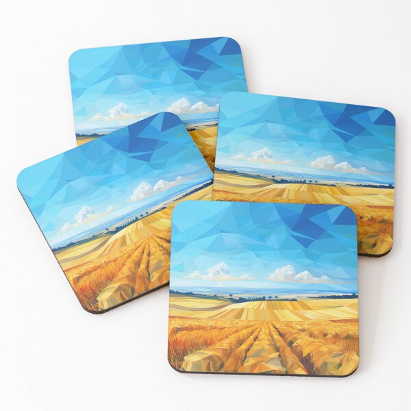 Item preview, Gold Fields Under A Blue Sky - Scenic Landscape designed and sold by AiHead.