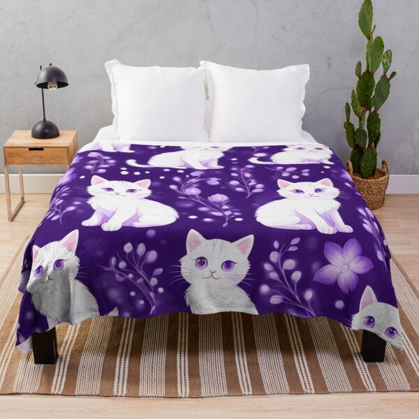Item preview, White Kittens in Purple Floral Background designed and sold by Simplybe1.