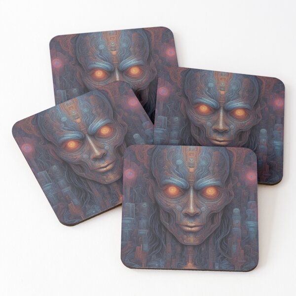 Item preview, Cyber Warlock, Psychedelic Abstract Portrait, Digital Art designed and sold by Burn-Ego.