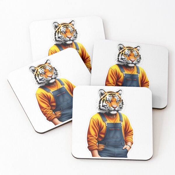 Item preview, Working tiger in overalls designed and sold by kuhlartde.