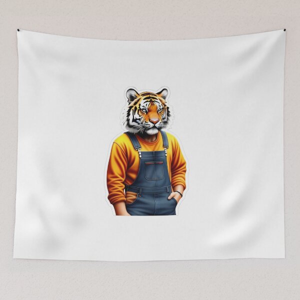 Item preview, Working tiger in overalls designed and sold by kuhlartde.