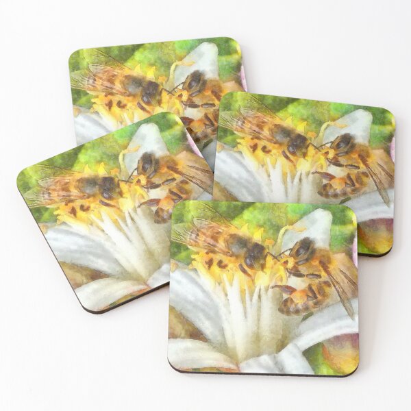 Item preview, Honey Bees On Lemon Blossom Watercolor Art designed and sold by taiche.