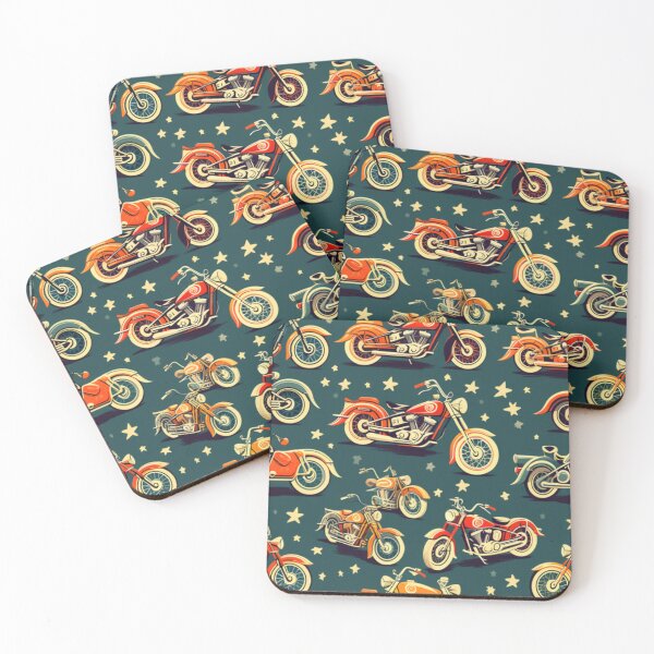 Item preview, Vintage 60's ,70's Motorcycle Print Pattern designed and sold by TheDarkWardrobe.