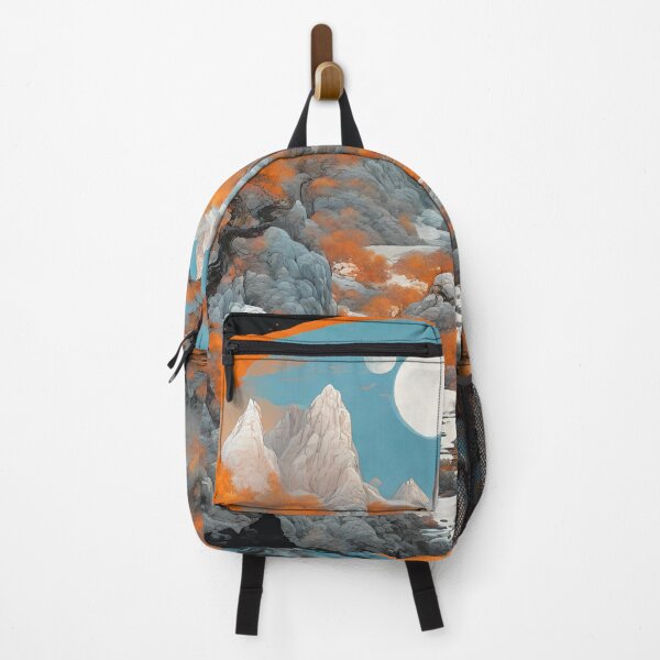 Item preview, Landscape of steep mountains trees white, light blue, black, orange colors designed and sold by janjacbu.