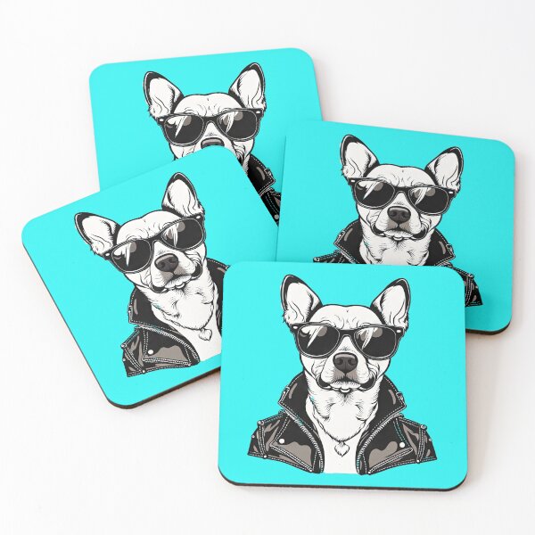 Item preview, cute dog in leather jacket and sunglasses designed and sold by Bilisik.