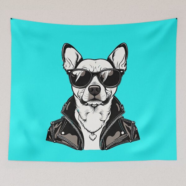 Item preview, cute dog in leather jacket and sunglasses designed and sold by Bilisik.