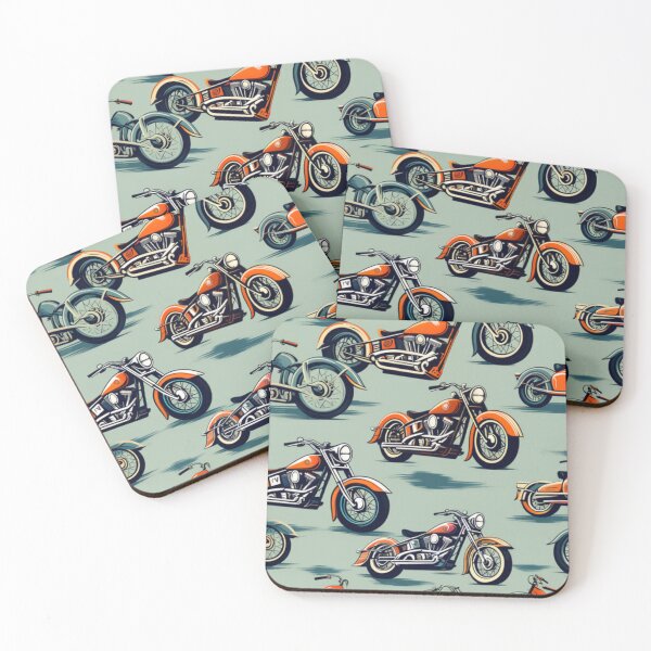 Item preview, Vintage 60's ,70's Motorcycles Print Pattern designed and sold by TheDarkWardrobe.