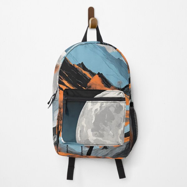 Item preview, Landscape of steep mountains, trees, white, light blue, black, orange colors designed and sold by janjacbu.