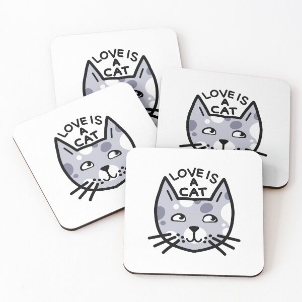 Item preview, Love is a cat Grey cat cartoon designed and sold by jazzydevil.