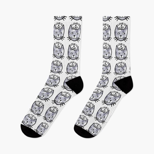 Item preview, Love is a cat Grey cat cartoon designed and sold by jazzydevil.