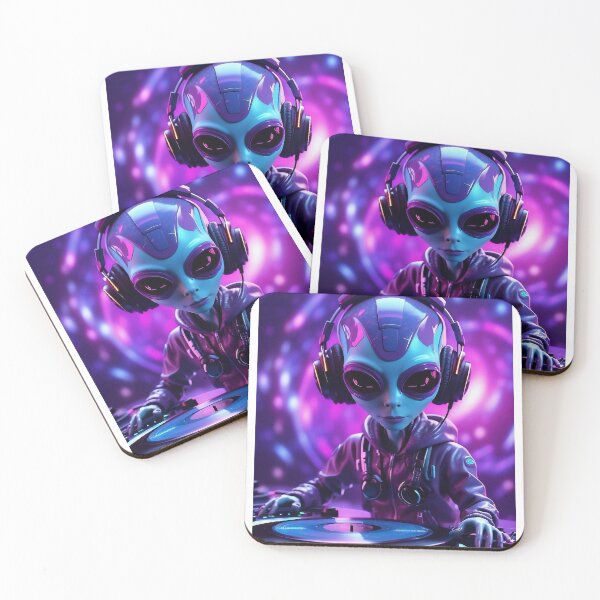 Item preview, Galactic Beats: Cute Alien DJ Spinning Vinyls designed and sold by ArtComixHaven.