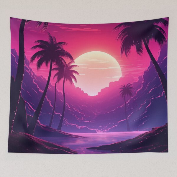 Item preview, Synthwave Palms Radiance: Tropical Echoes designed and sold by Mullet Monkey.