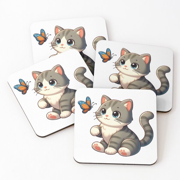 Item preview, Cute Kitten playing with a butterfly designed and sold by Jeylushop.