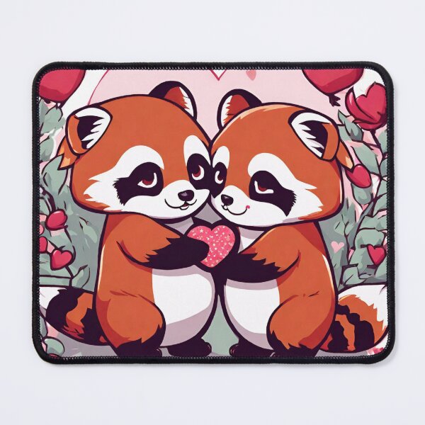Item preview, Cute Kawaii Red Pandas Exchanging Valentines designed and sold by MtValleyDesign.