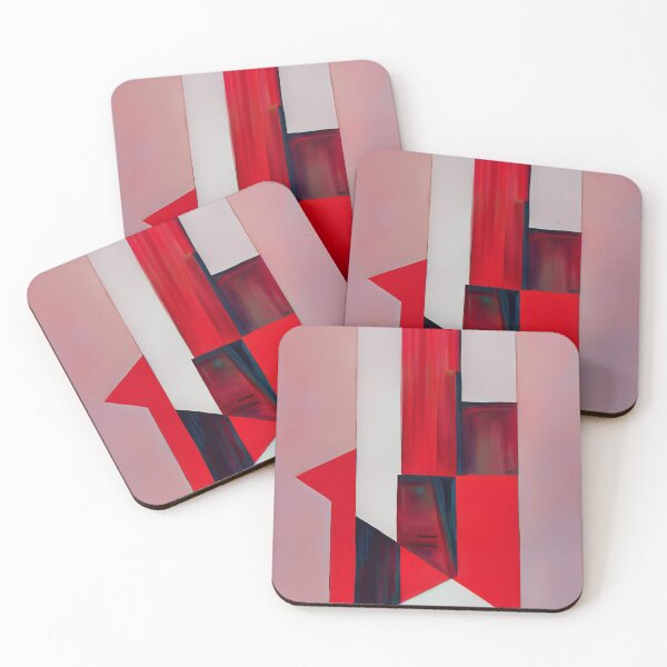 Item preview, A minimalist painting of geometric shapes in red by dePace' designed and sold by mrpropcake.