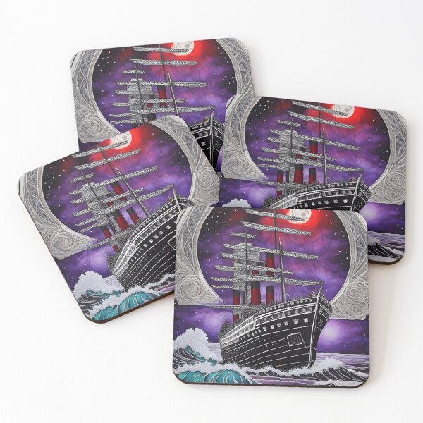 Item preview, Ship Sailing under a Red Moon and Purple Sky designed and sold by Bright-Moonrise.