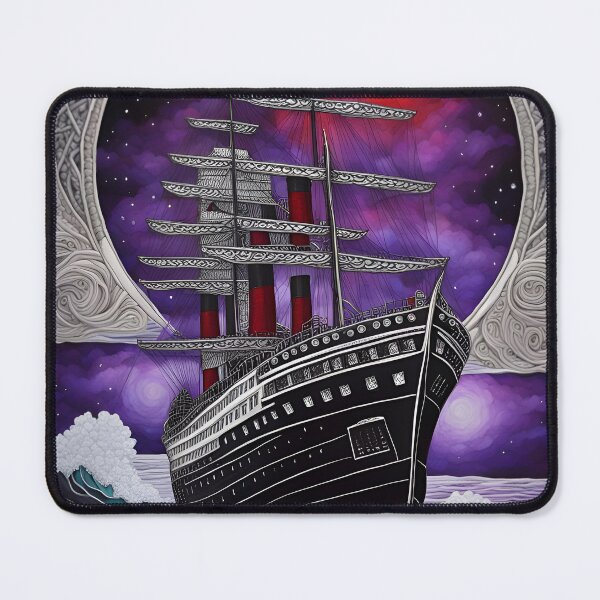 Item preview, Ship Sailing under a Red Moon and Purple Sky designed and sold by Bright-Moonrise.