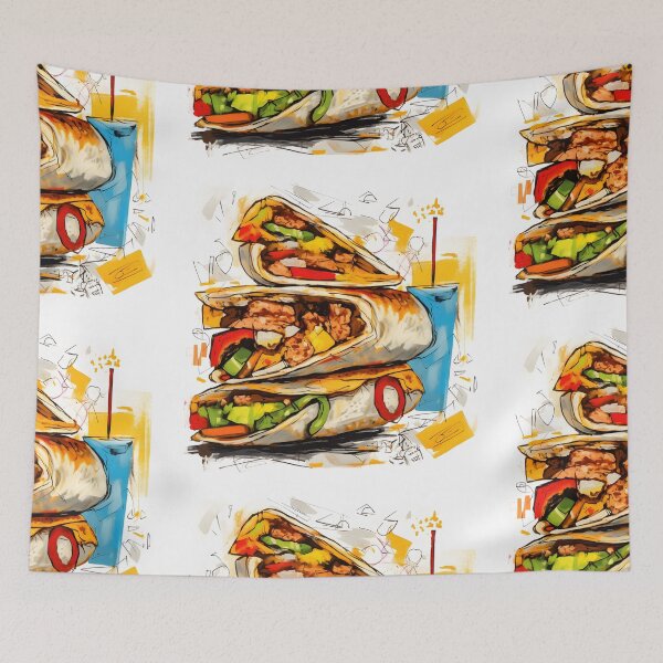 Item preview, Grilled Pop Art Harmony- Abstract Expressions of Chicken and Beef Shawarma designed and sold by OlfactoART Studio.