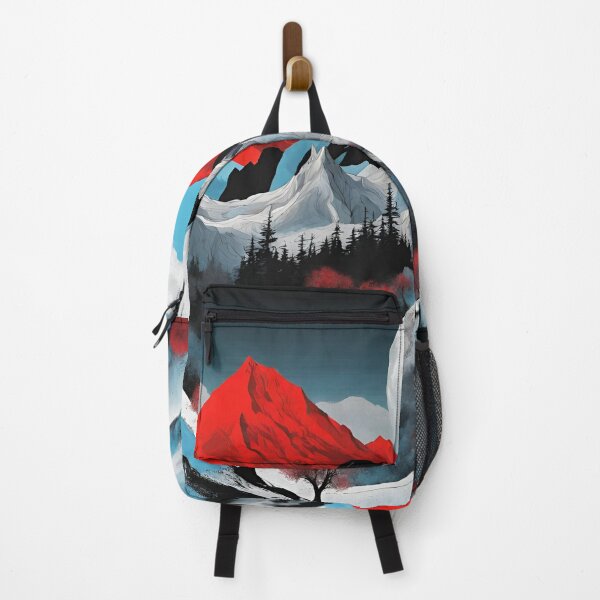 Item preview, Steep mountain landscape, white, light blue, black, bright red colors designed and sold by janjacbu.