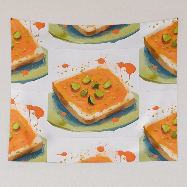 Item preview, Abstract Sweetscape- Cubist Exploration of Kunafa's Intricacies Covered in Pistachios designed and sold by OlfactoART Studio.