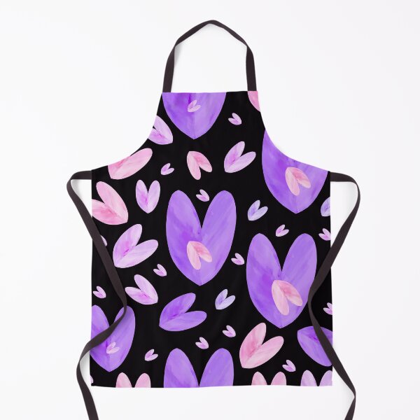 Item preview, Hand-painted Pink and Purple Watercolor Hearts on Black background designed and sold by Victoria Rose.