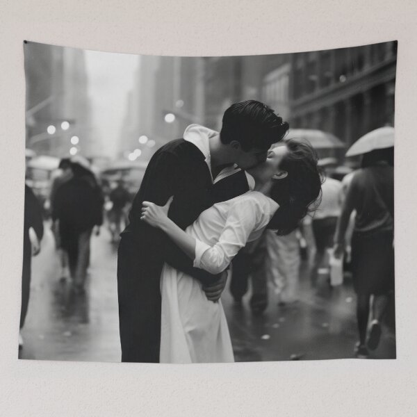 Item preview, The kiss; Times Square classic romantic vintage poster black and white photograph designed and sold by Jéanpaul  Ferro.