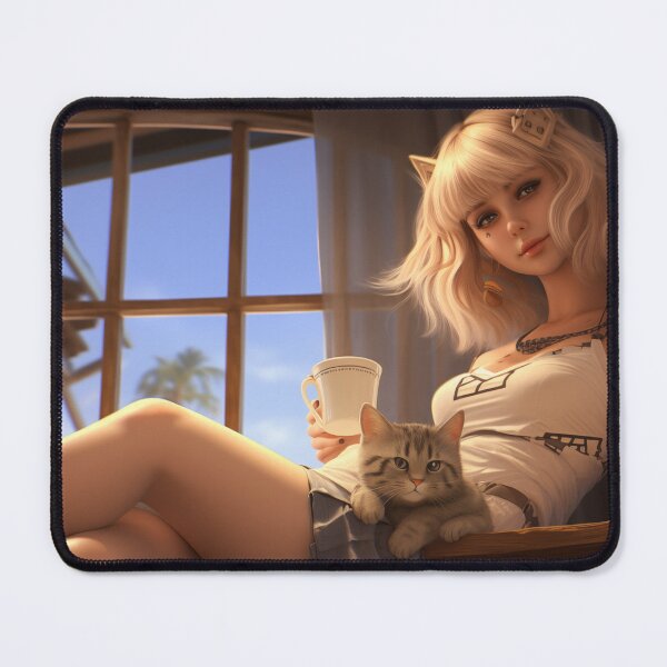 Item preview, Very cute blonde anime girl drinks coffee designed and sold by GoodThings66.